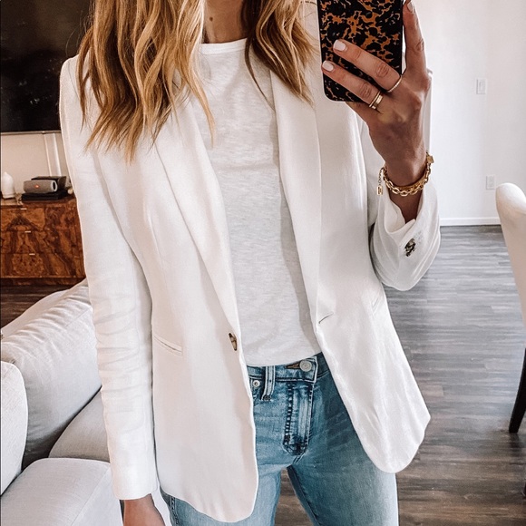 J Crew White Linen Blazer